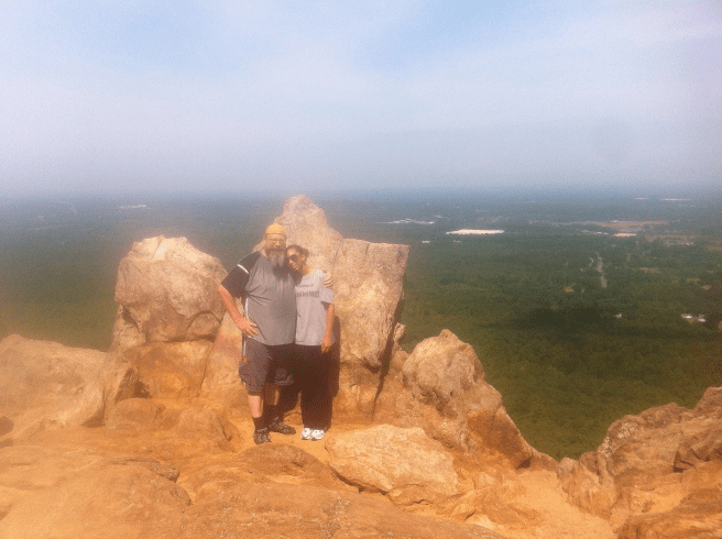 With my hiking buddy at the Pinnacle Summit Crowder's Mountain State Park